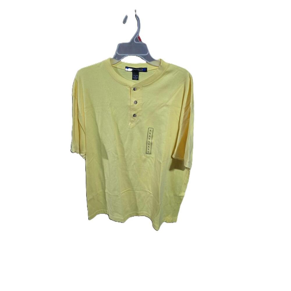 Architect Yellow Henley Top Short Sleeve NWT Mens Size Large